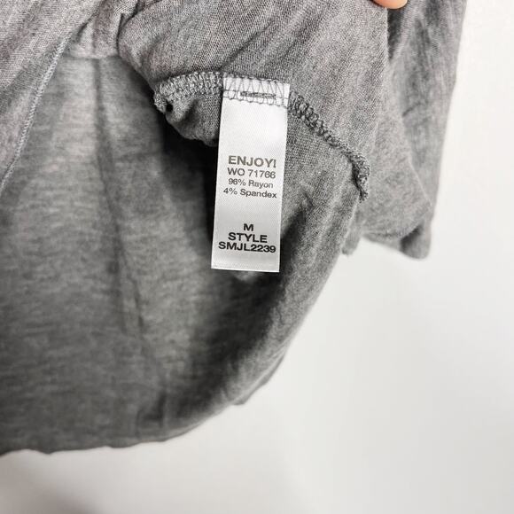 Michael Stars Medium M Heather Gray 3/4 Sleeve Tie Front Tee Scoop Neck Tshirt - Picture 7 of 8